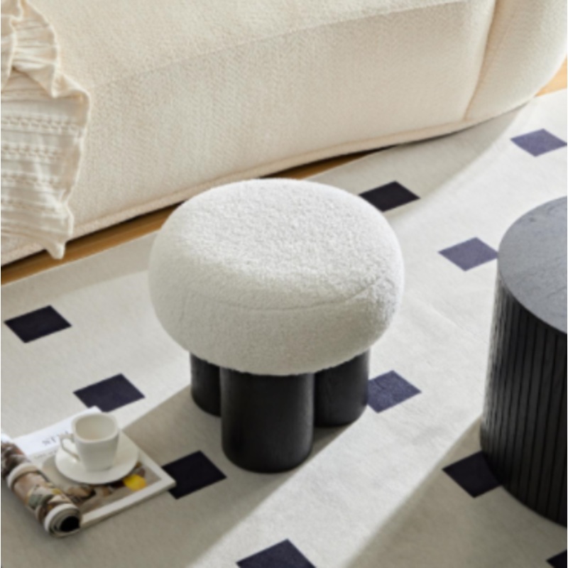 W8017-1 White lamb wool seat, barrel PVC pipe with black ash willow
