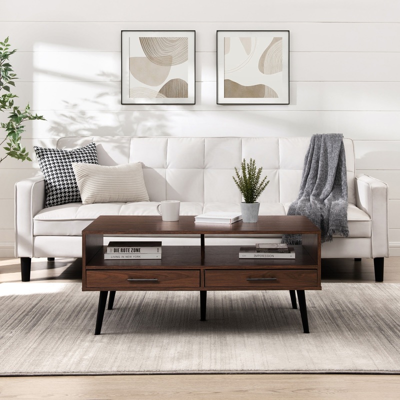 40" Coffee Table with 2-Drawers and Open Storage