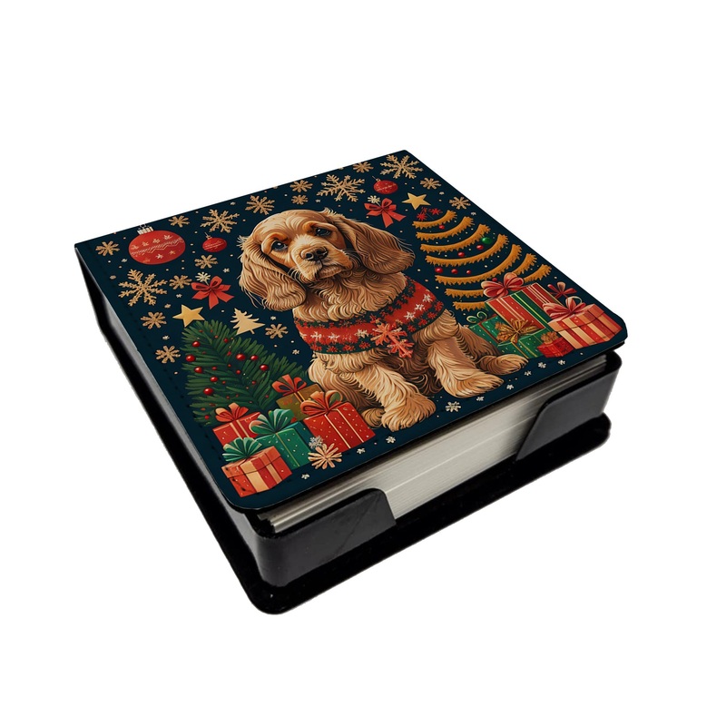Cocker Spaniel Christmas PU Leather Note Paper Holder