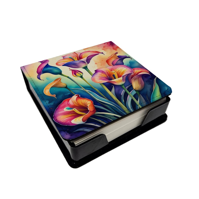 Colorful Calla Lilies PU Leather Note Paper Holder