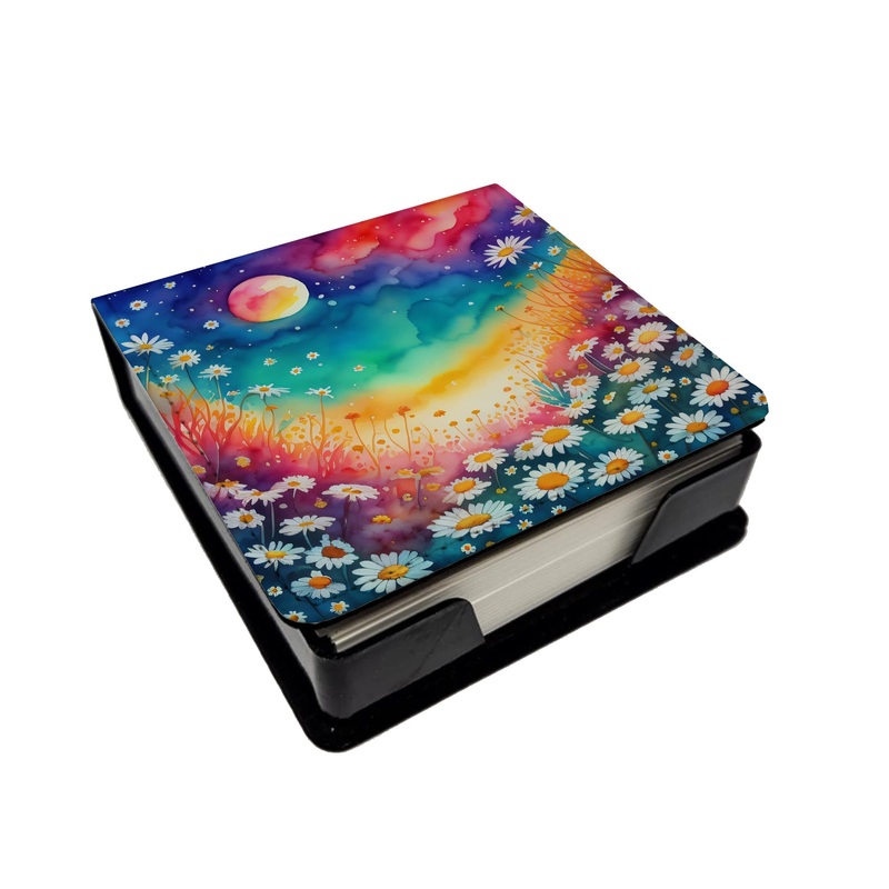 Colorful Daisies PU Leather Note Paper Holder