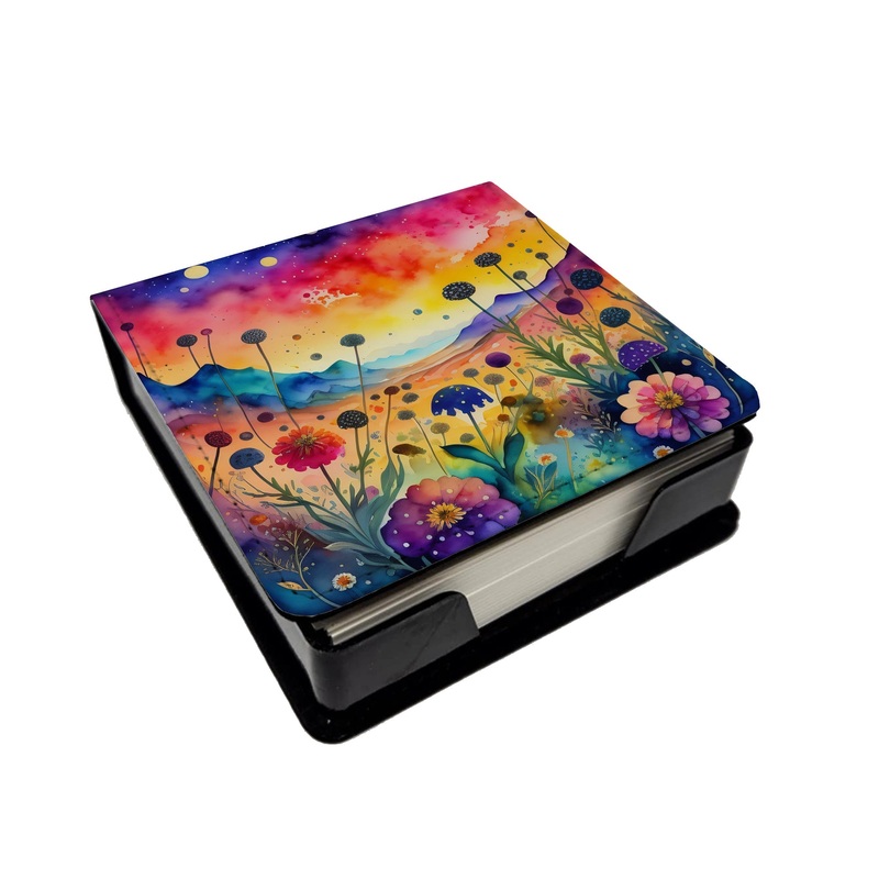 Colorful Scabiosa PU Leather Note Paper Holder
