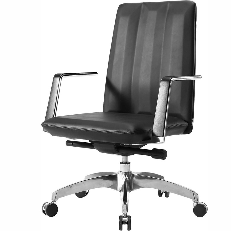 Ergonomic Leather Office Chairs with Tilt and Height Adjustable, 360 Swivel for Home Office, Black