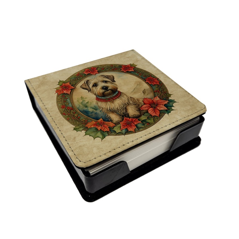 Glen of Imaal Terrier Christmas Flowers PU Leather Note Paper Holder