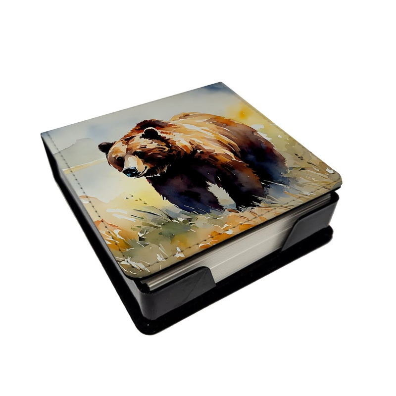 Grizzly Bear PU Leather Note Paper Holder