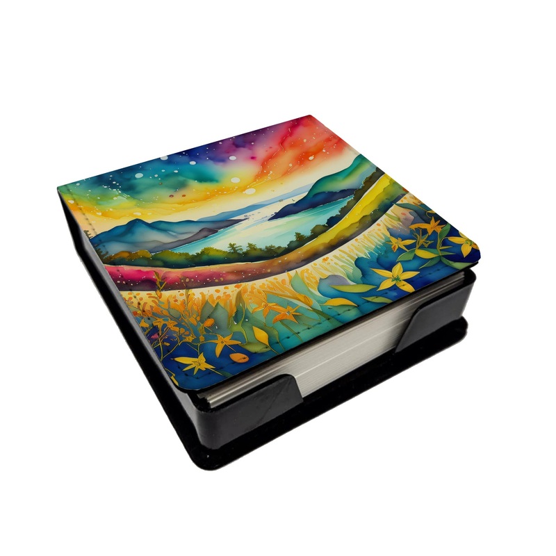 Hypericum or St. Johns Wort in Color PU Leather Note Paper Holder
