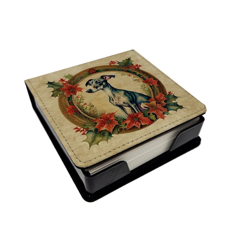 Italian Greyhound Christmas Flowers PU Leather Note Paper Holder