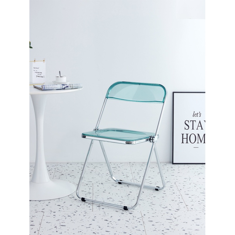 LIGHT Blue Clear Transparent Folding Chair Chair Pc Plastic Living Room Seat