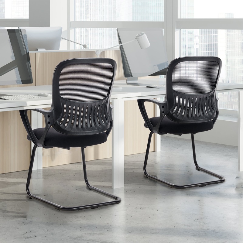 Mid-Back Task Chair with Lumbar Support,Black L,Two