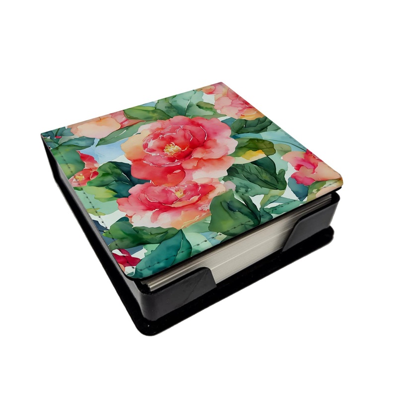 Alabama Camellia in Watercolor PU Leather Note Paper Holder