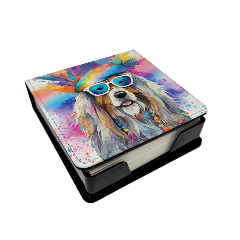 Bearded Collie Hippie Dawg PU Leather Note Paper Holder