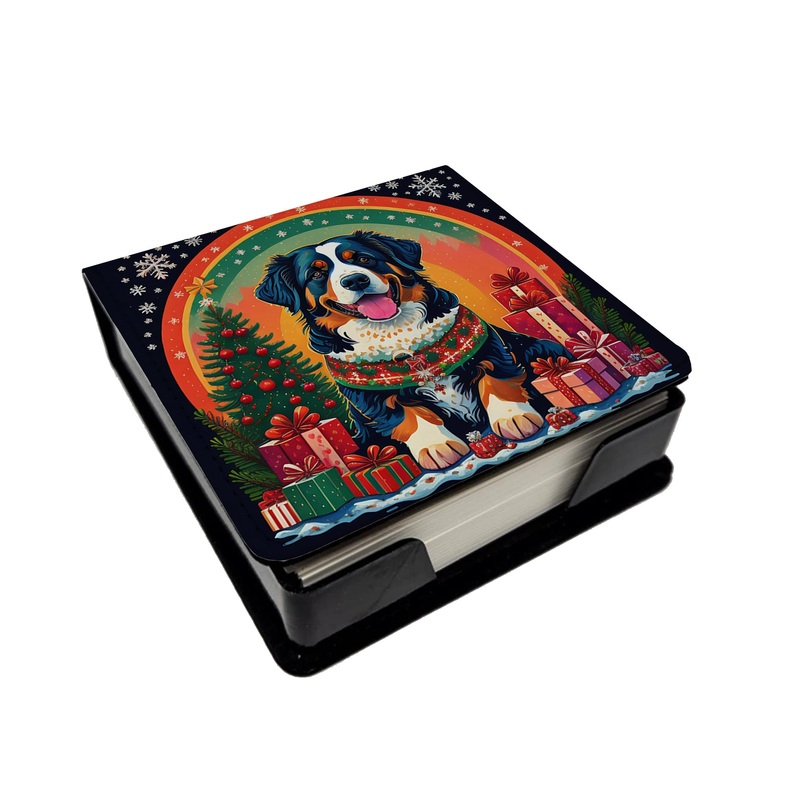 Bernese Mountain Dog Christmas PU Leather Note Paper Holder
