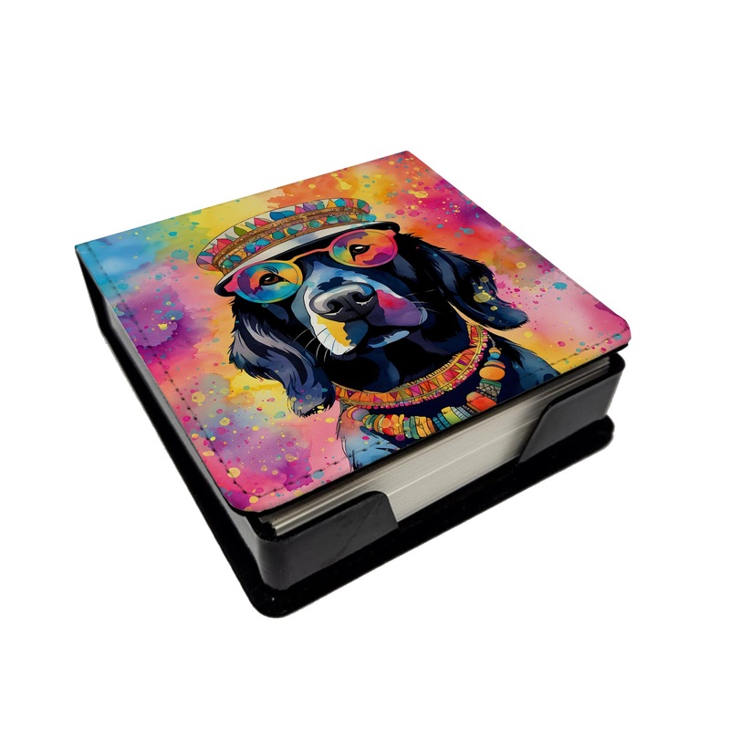 Black Labrador Hippie Dawg PU Leather Note Paper Holder
