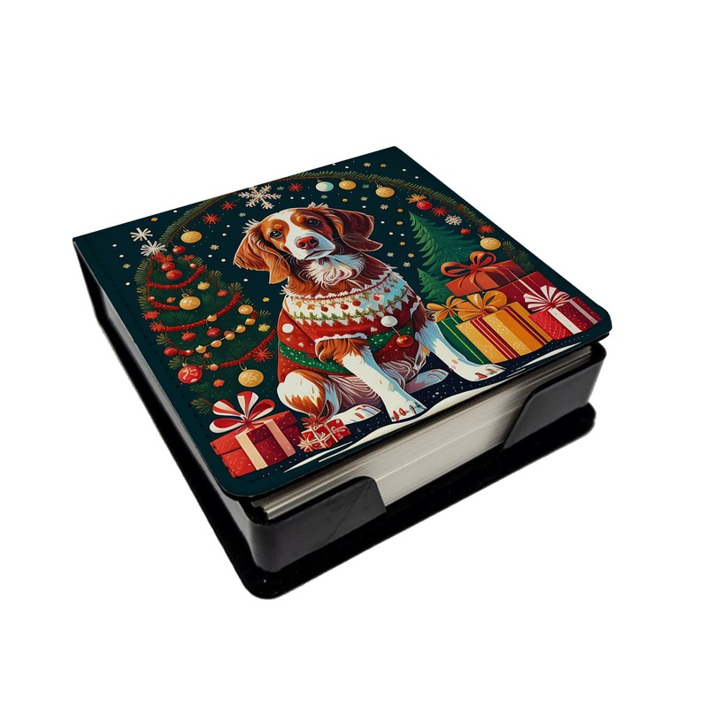 Brittany Spaniel Christmas PU Leather Note Paper Holder