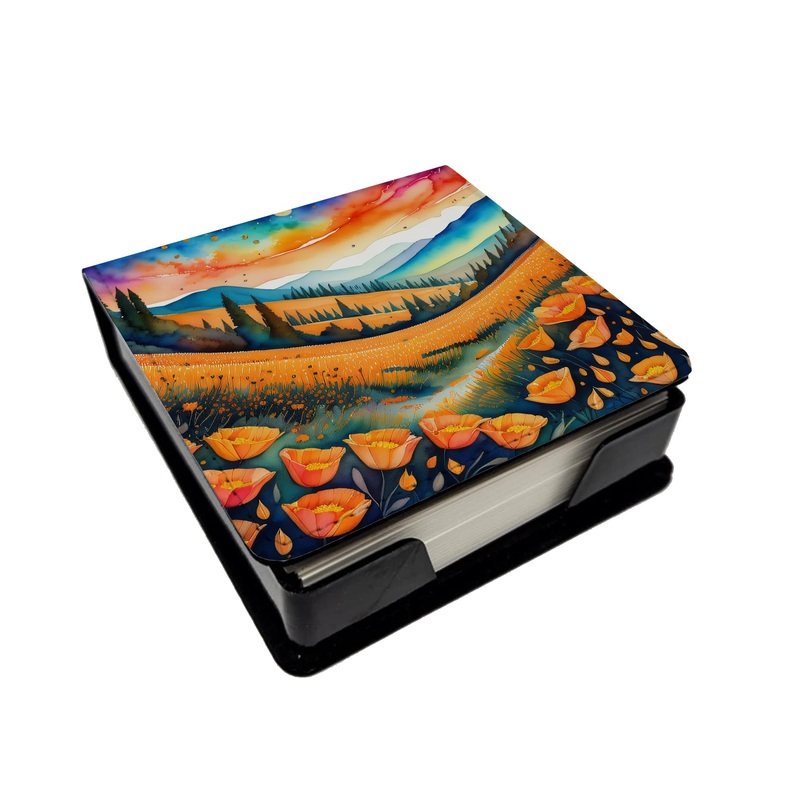 California Poppies in Color PU Leather Note Paper Holder