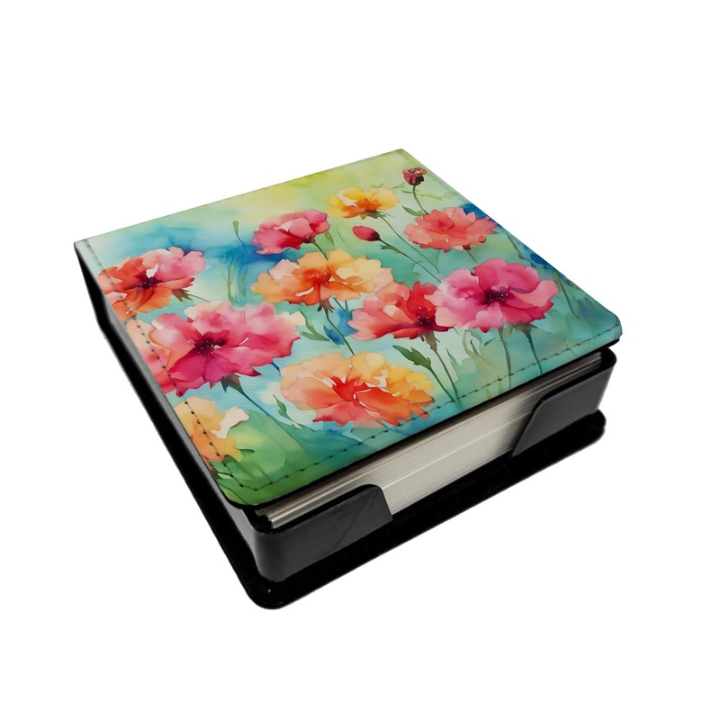 Carnations in Watercolor PU Leather Note Paper Holder