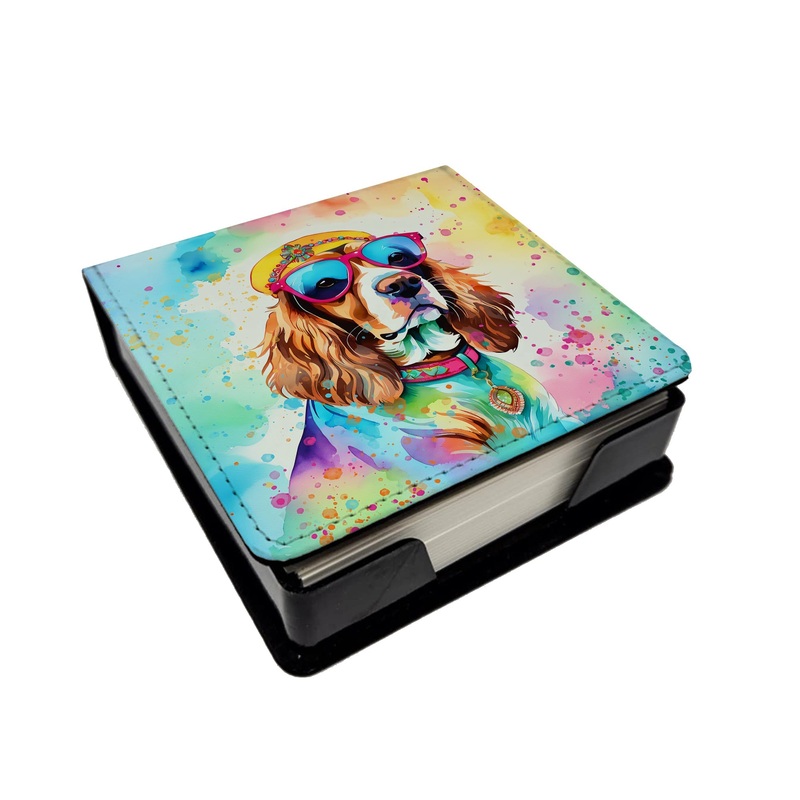 Cavalier Spaniel Hippie Dawg PU Leather Note Paper Holder