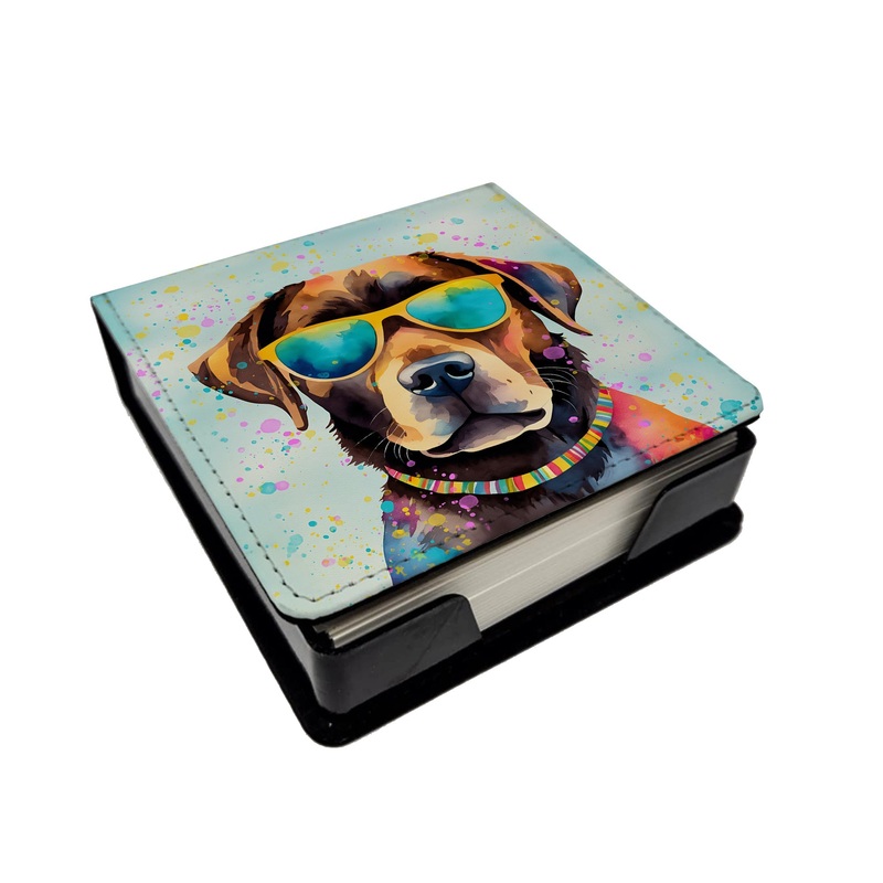 Chocolate Labrador Hippie Dawg PU Leather Note Paper Holder