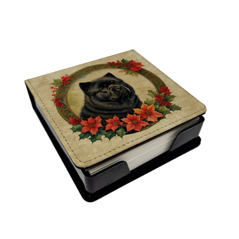 Chow Chow Christmas Flowers PU Leather Note Paper Holder