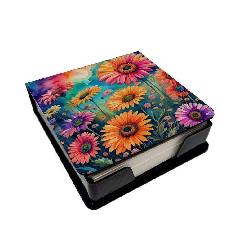 Colorful Gerbera Daisies PU Leather Note Paper Holder