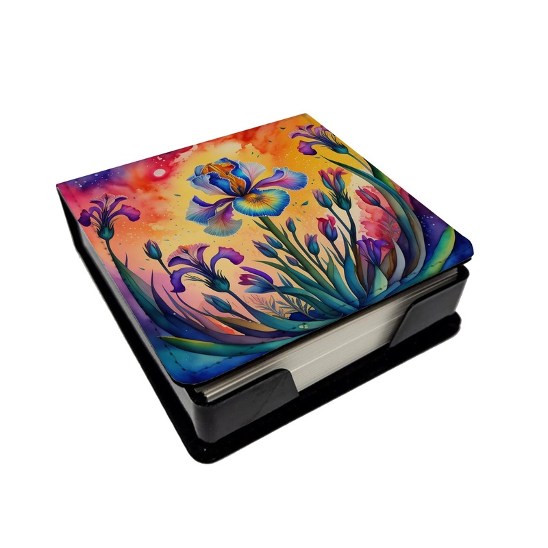 Colorful Iris PU Leather Note Paper Holder