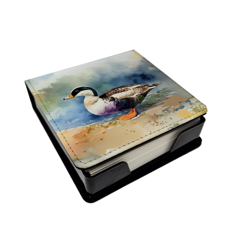 Common Eider Duck PU Leather Note Paper Holder