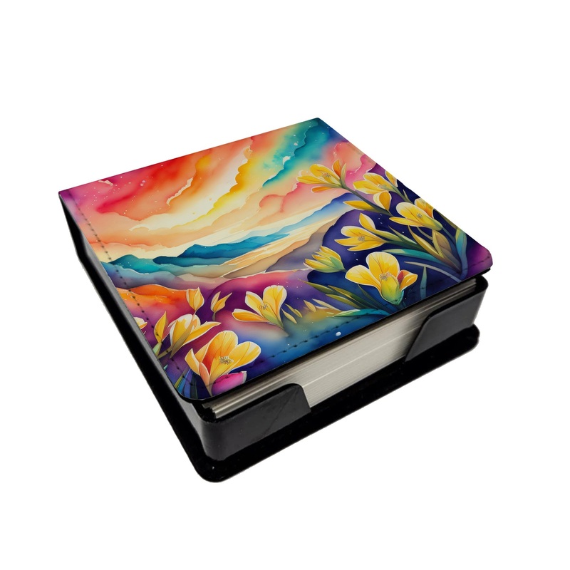 Freesia in Color PU Leather Note Paper Holder