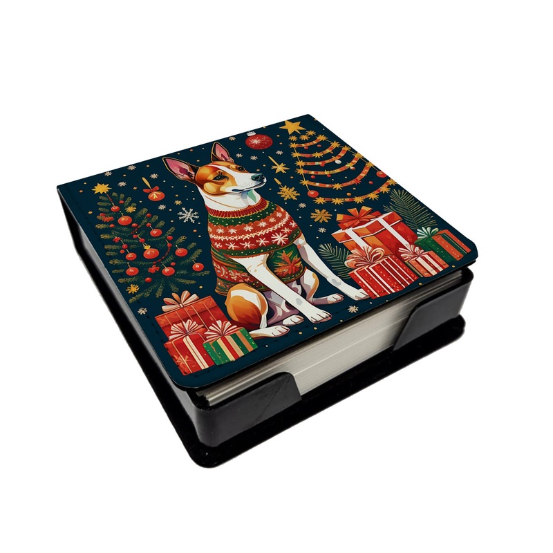 Basenji Christmas PU Leather Note Paper Holder