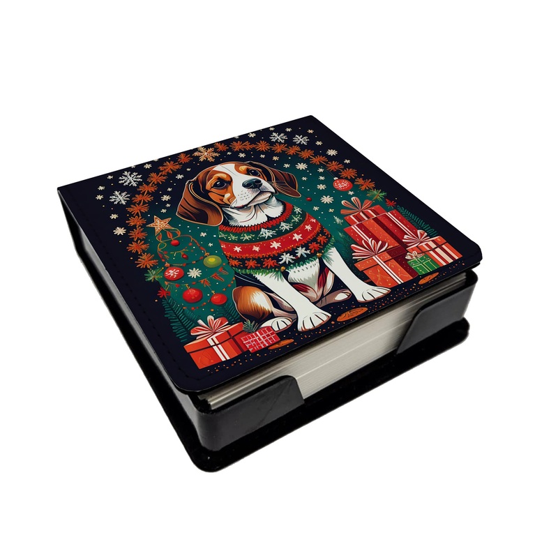 Beagle Christmas PU Leather Note Paper Holder