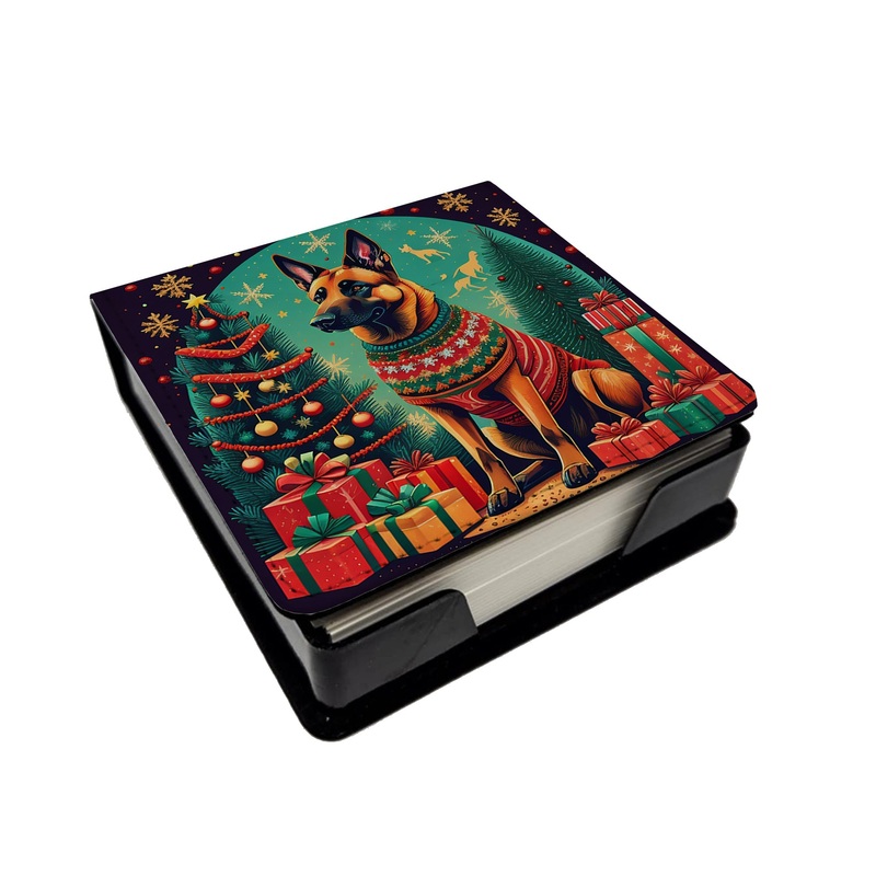 Belgian Malinois Christmas PU Leather Note Paper Holder