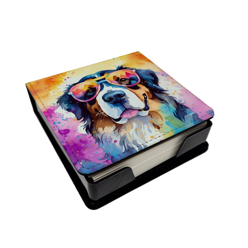 Bernese Mountain Dog Hippie Dawg PU Leather Note Paper Holder