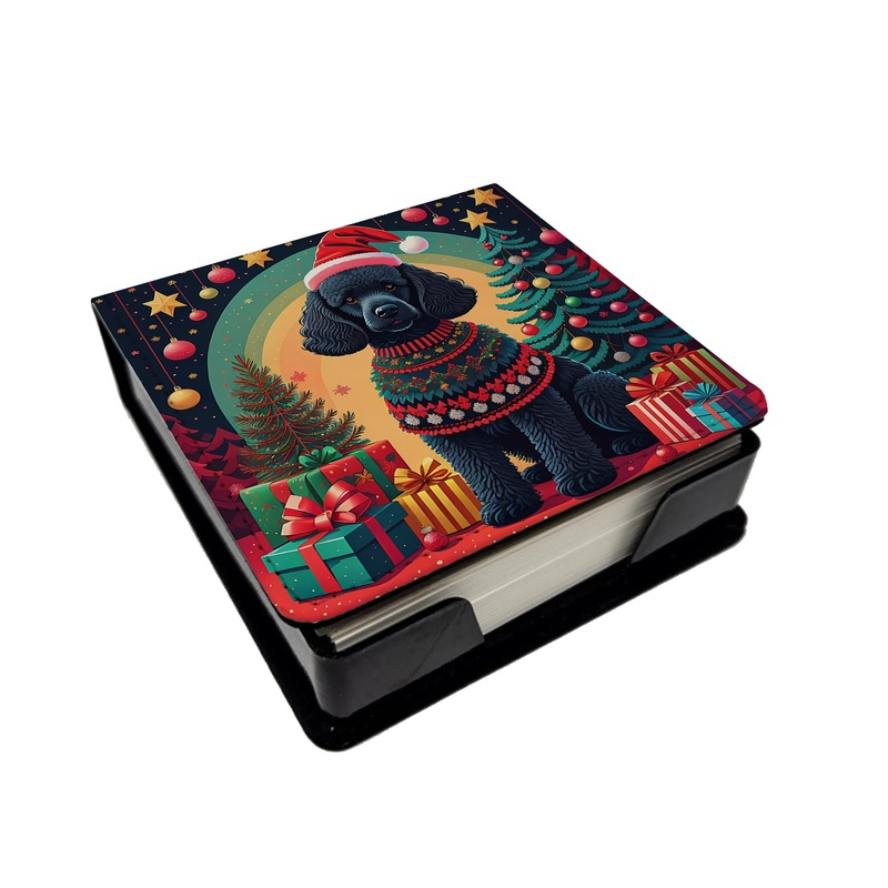 Black  Poodle Christmas PU Leather Note Paper Holder