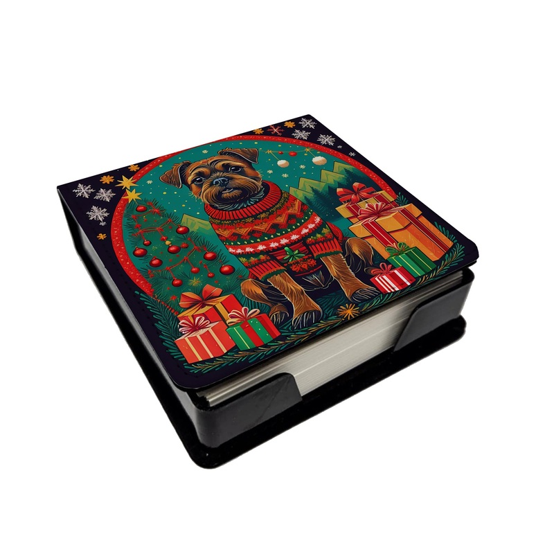 Border Terrier Christmas PU Leather Note Paper Holder