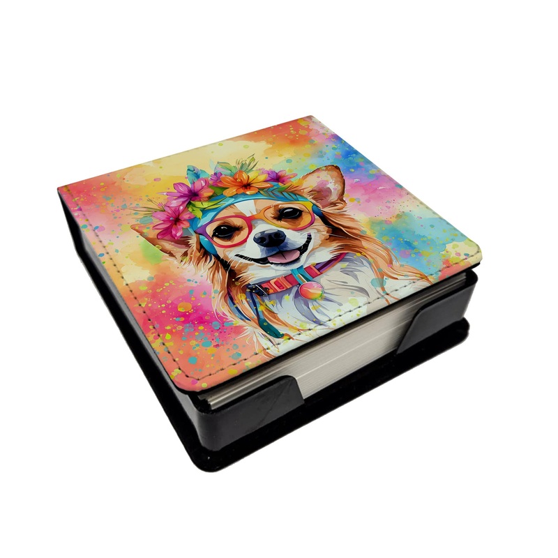 Chihuahua Hippie Dawg PU Leather Note Paper Holder