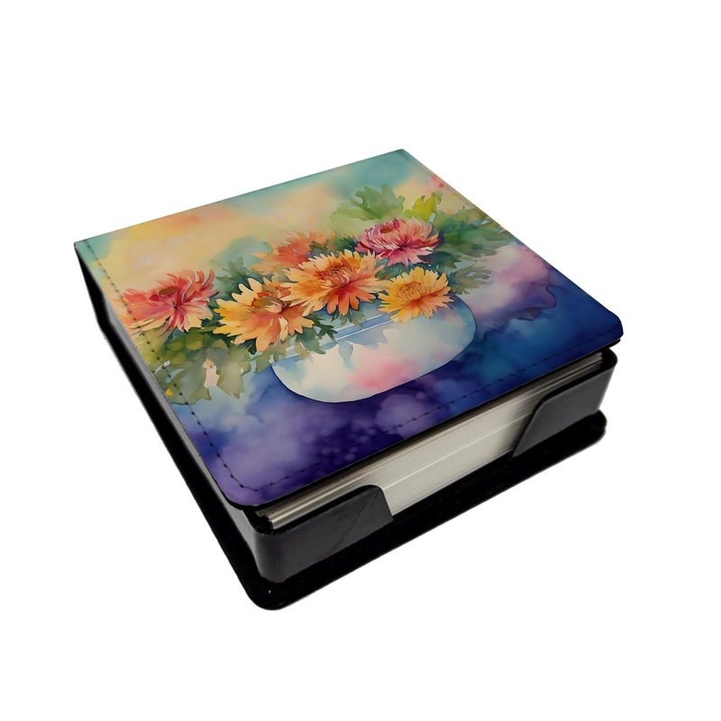 Chrysanthemums in Watercolor PU Leather Note Paper Holder