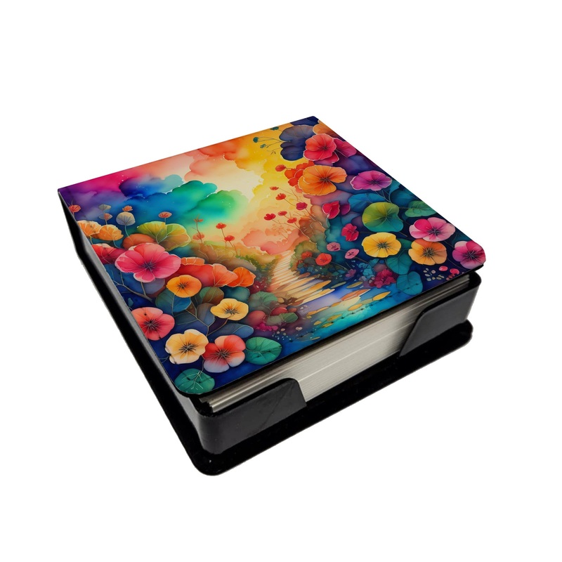 Colorful Begonias PU Leather Note Paper Holder