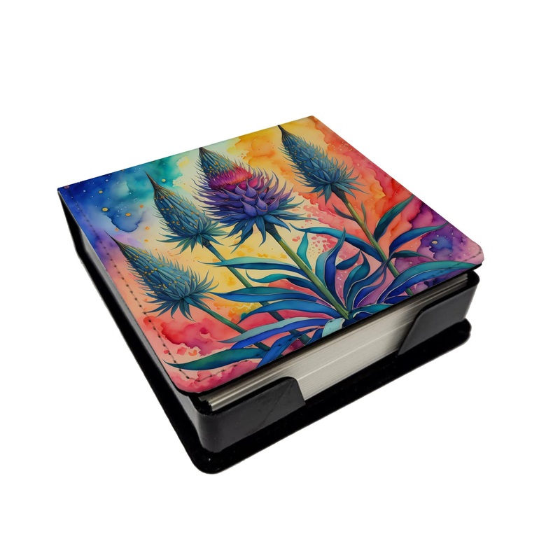 Colorful Eryngium PU Leather Note Paper Holder