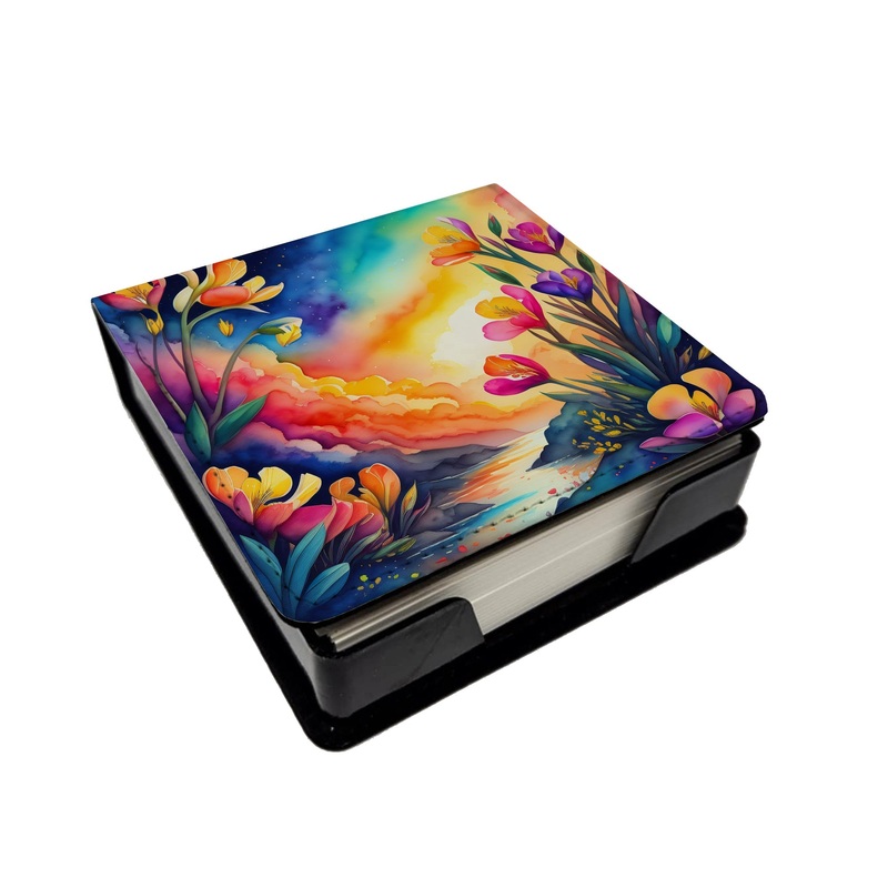 Colorful Freesia PU Leather Note Paper Holder