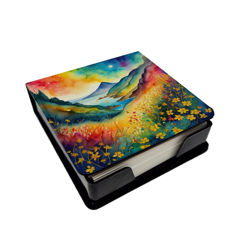 Colorful Hypericum or St. Johns Wort PU Leather Note Paper Holder