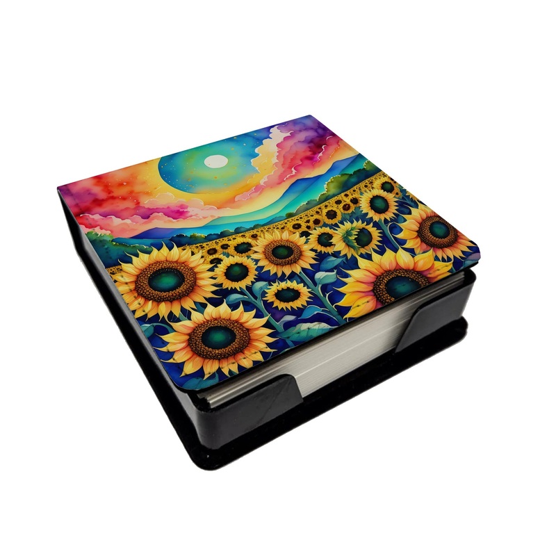 Colorful Sunflowers PU Leather Note Paper Holder