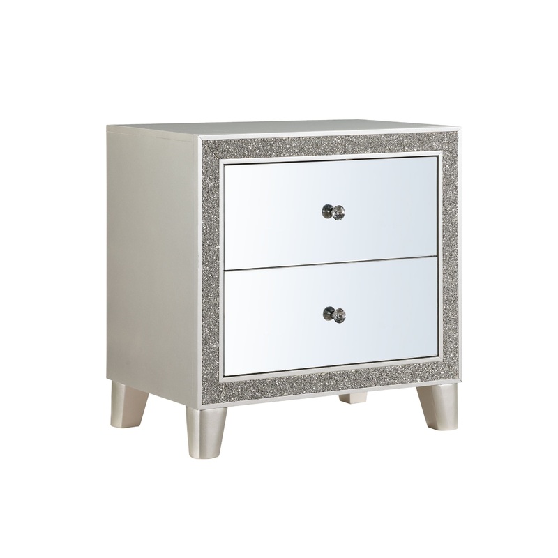 Sliverfluff Nightstand, Mirrored & Champagne Finish