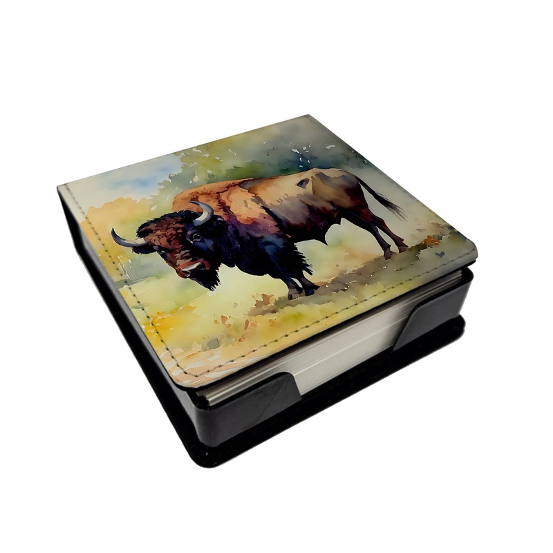 Wood Bison PU Leather Note Paper Holder