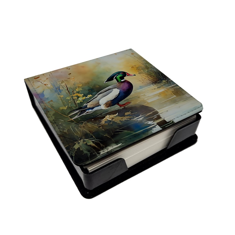 Wood Duck PU Leather Note Paper Holder