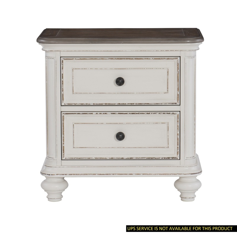 Antique White and Brown-Gray Finish1pc Nightstand of Drawers Black Knobs Traditional Design Bedroom Furniture