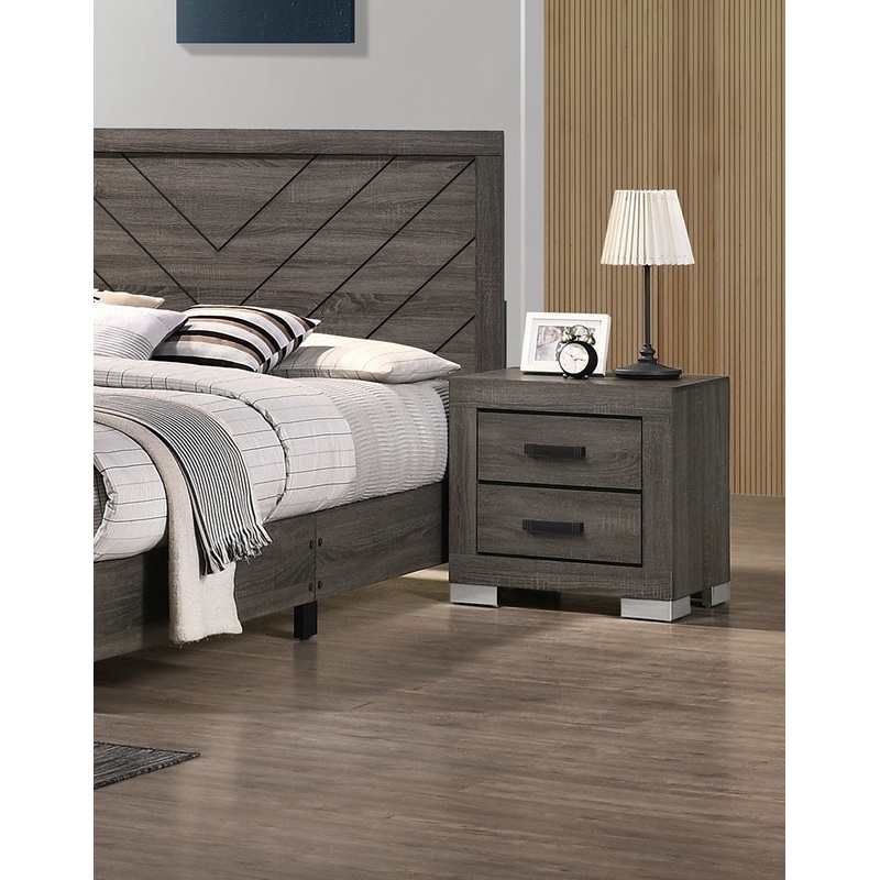 Bedroom Furniture Traditional Look Unique Wooden Nightstand Drawers Bed Side Table Grey