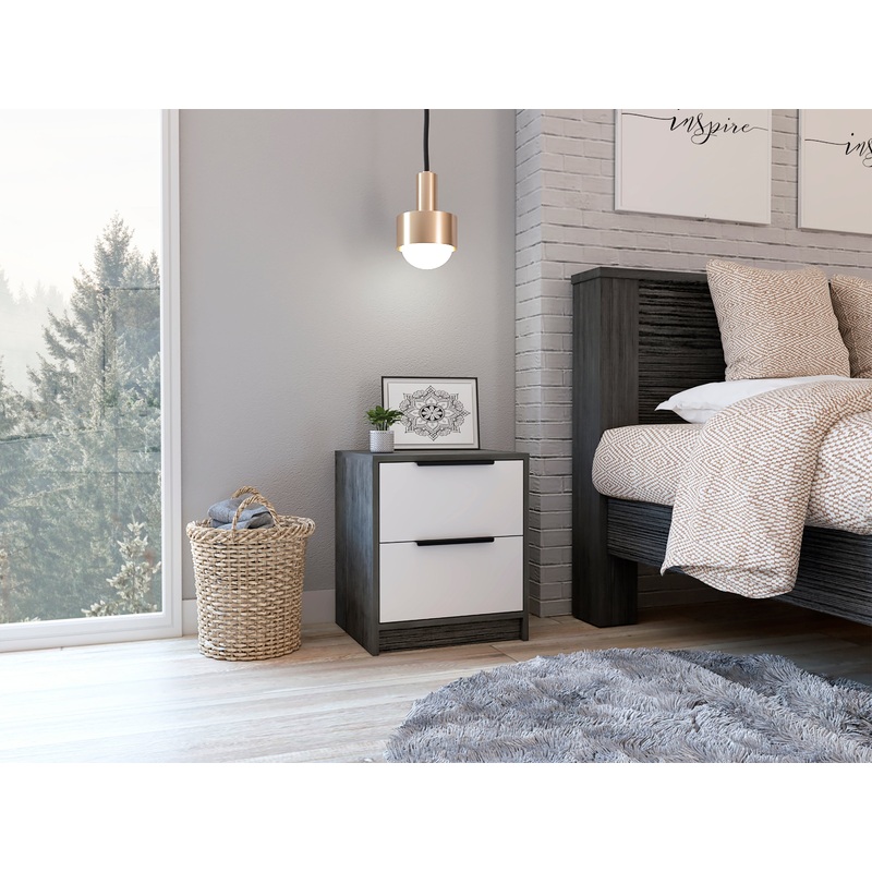 Cannon 2-Drawer Nightstand Smokey Oak and White