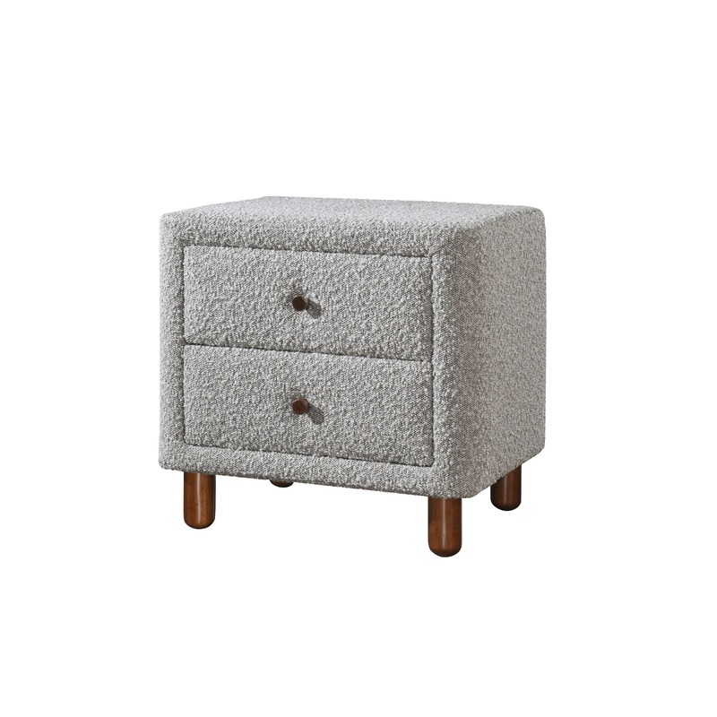 Cleo Nightstand, Gray Boucle