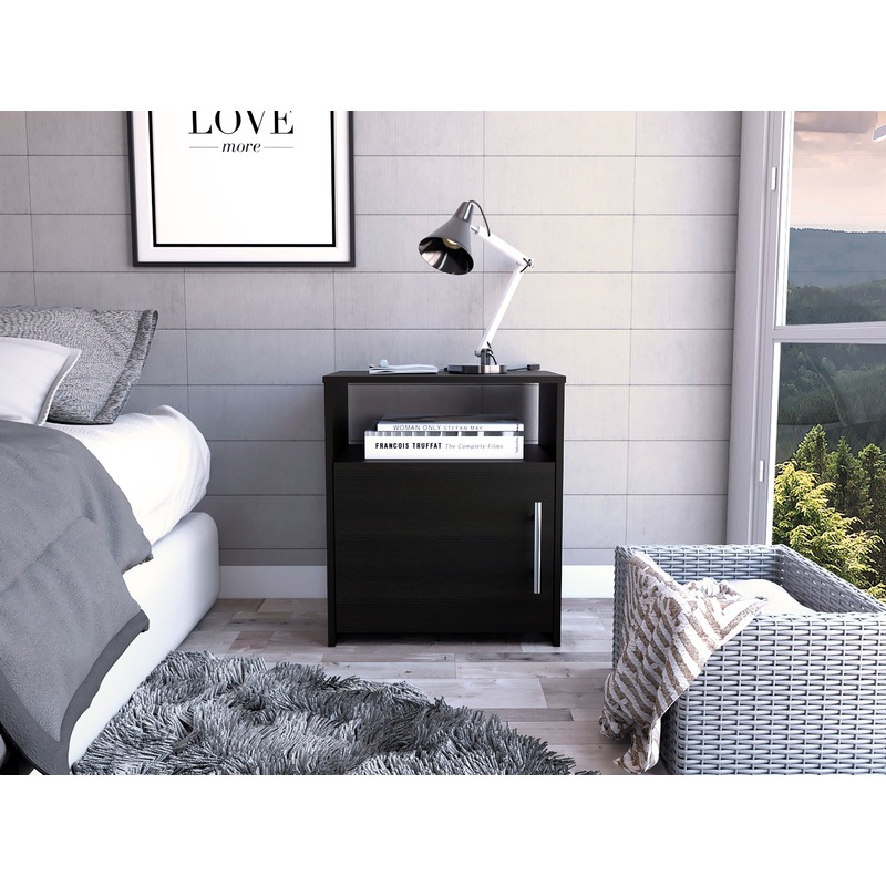 Florian 1-Shelf Nightstand Black Wengue