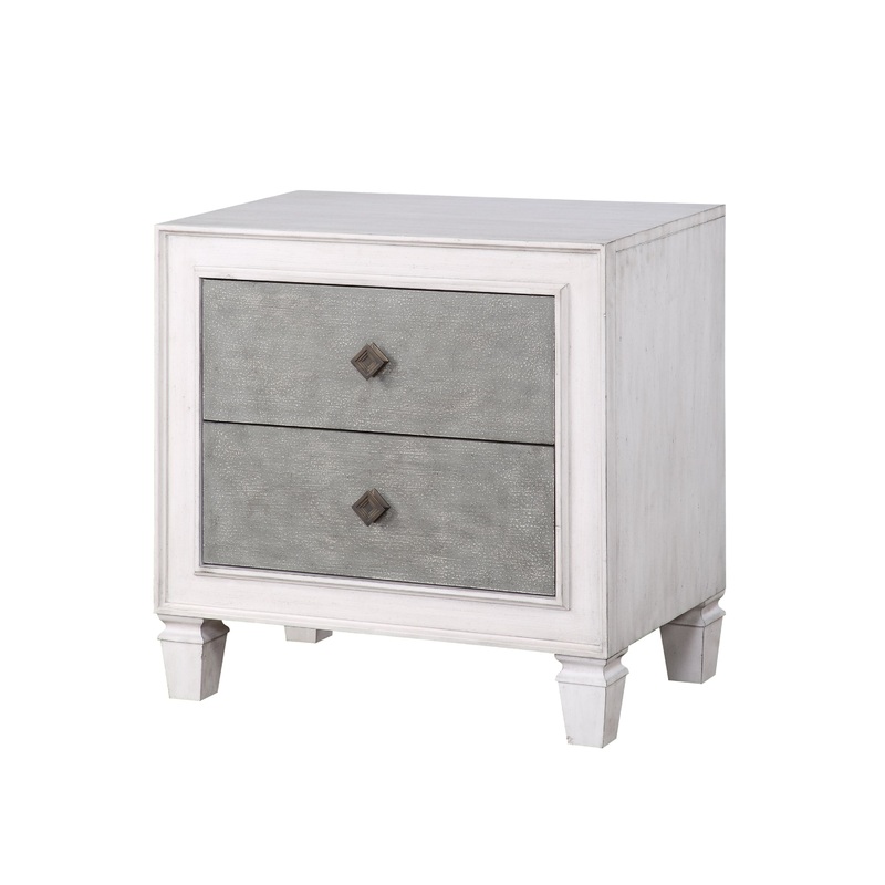 Katia Nightstand in Rustic Gray & White Finish