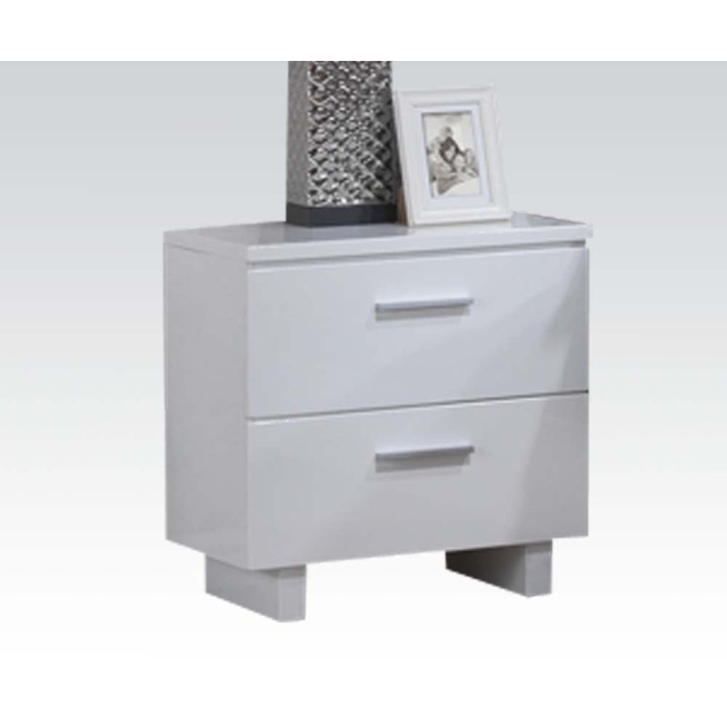 Lorimar Nightstand in White & Chrome Leg